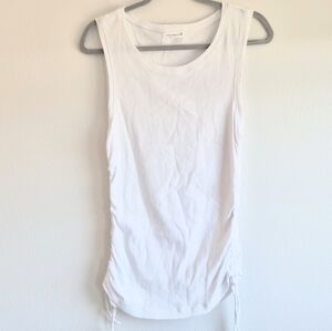 Good American Classic White Tank Top Drawstring Sides Size 4 Organic Cotton